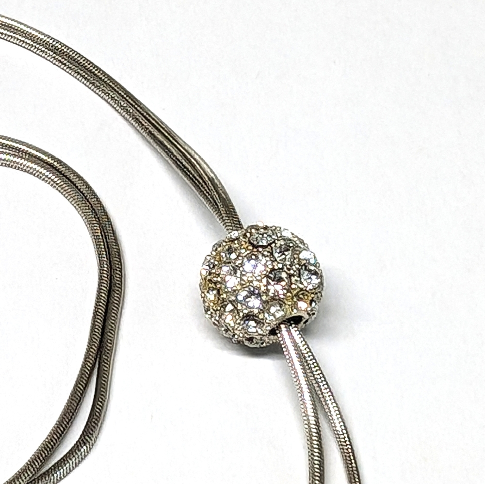 Vintage Victoria Wieck 925 Sterling Silver Cubic Zirconia Ball Lariat Necklace - Picture 5 of 7